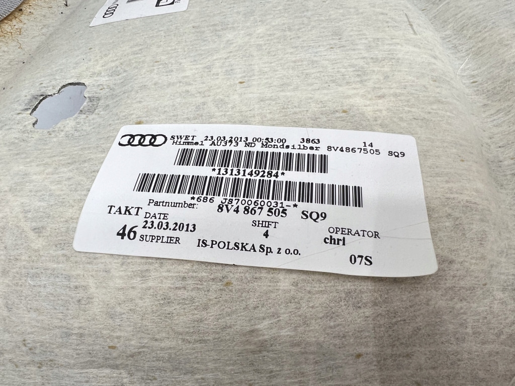 фото №6, Стеля audi a3 8v sportback 5d хетчбек