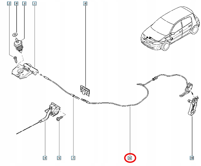 фото №3, Трос капот ручка тягa renault megane ii oryg