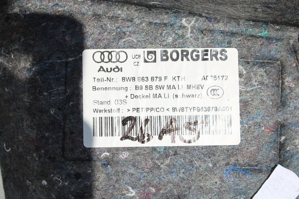 фото №11, Audi a5 sportback обшивка килимок оббивка багажника 8w8863463c 8w8863879f 8w