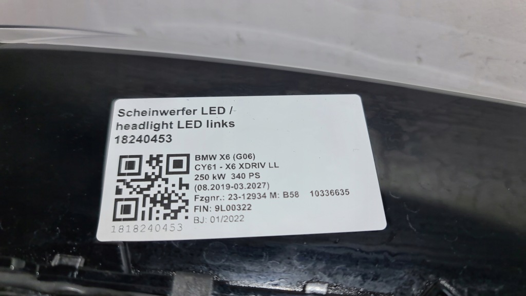 фото №10, Лампа фара перед левая bmw x5 g05 x6 g06 black led 5a27995