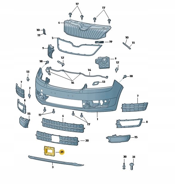 фото №4, Заглушка радара acc решётки бампера skoda rapid