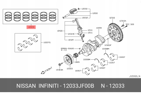 фото №7, Nowe кільця поршневі nissan gt-r r35 12-'16 oem 12033jf00b