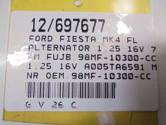 Купить Ford fiesta mk4 генератор 98mf-10300-cc 1,25 16v a005ta6591