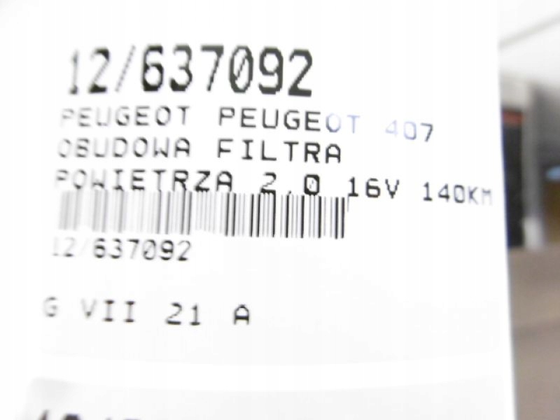 фото №8, Peugeot 407 корпус фильтра 9649757680 2,0 16v