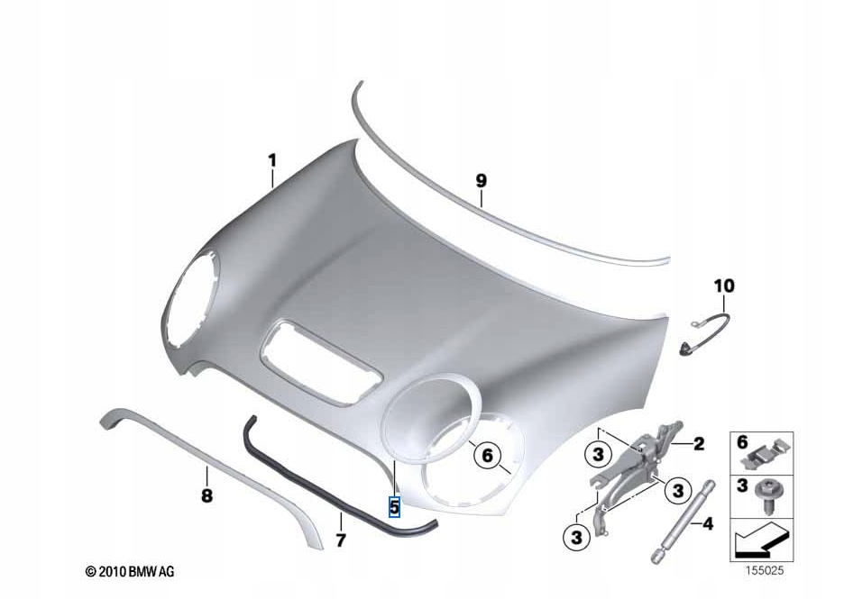 фото №8, Mini r55 r56 r57 r58 r59 рамка лампи хром оригінальний номер p