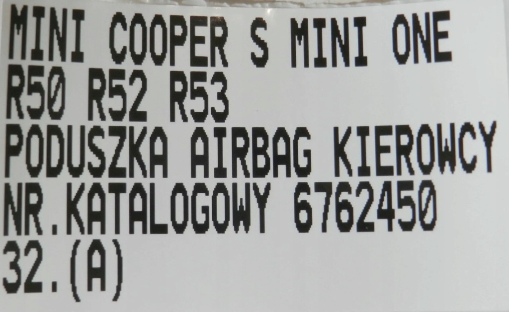 фото №8, Mini cooper s mini one r50 r52 r53 подушка водія подушка безпеки 6762450