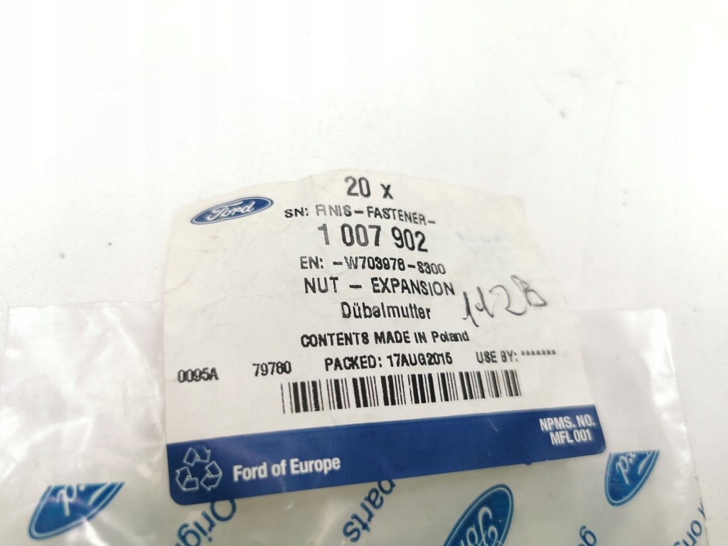 фото №6, Клипса гайка крепления обшивка дверь ford transit custom 12- оригинальный номер 1007902