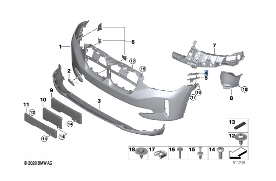 фото №16, Оригінальний номер bmw кронштейн бампера bmw перед x3 g01 правий