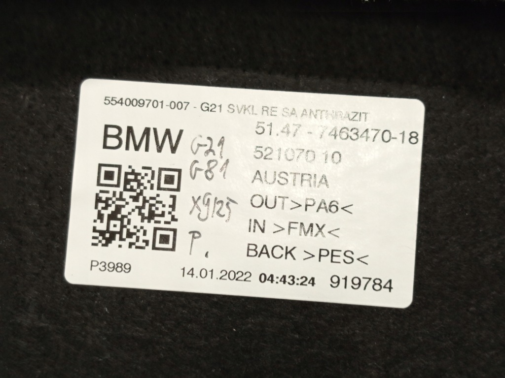 фото №13, Bmw оригинальный номер 7463470 3' g21 обшивка обивка багажника правый правая