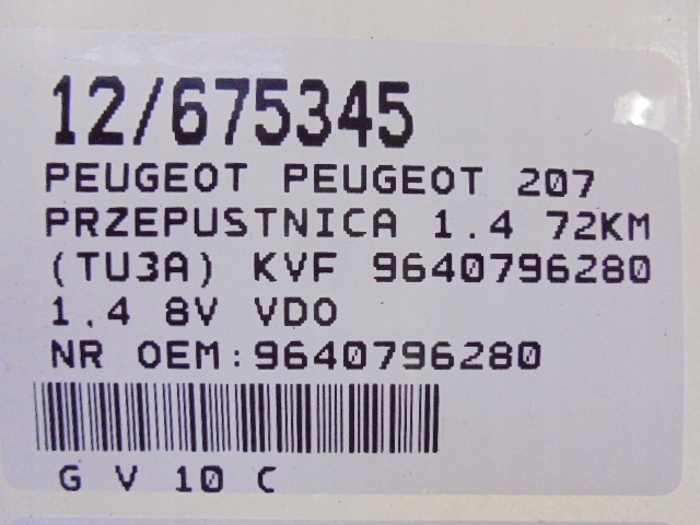 фото №9, Peugeot 207 дроссельная заслонка 9640796280 1,4 8v vdo