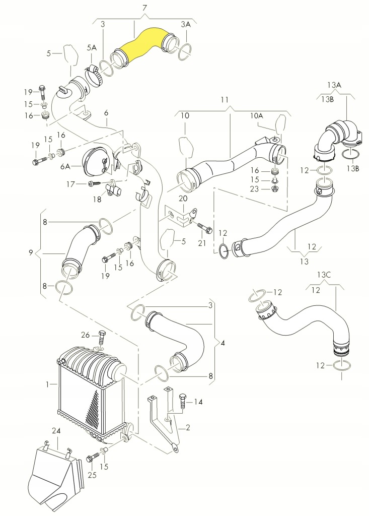 Интеркулер turbo труба audi a3 seat vw golf bora Цена