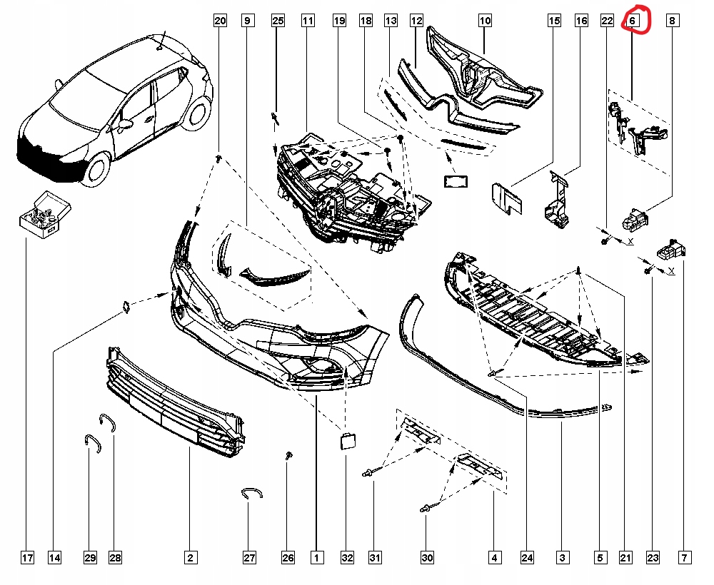 фото №10, Clio iv 4 lift 16-19 nowe кронштейн протитуманних фар бампера перед оригінал