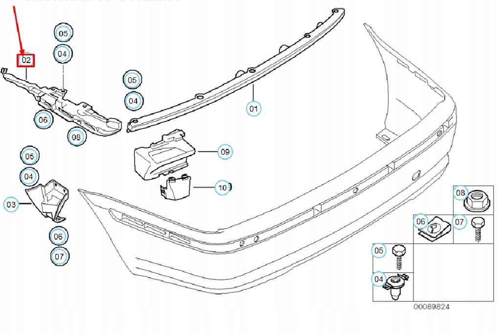 фото №8, Bmw 3 e46 задний бампер правый направляющая 5112 новый оригинальный 7030614