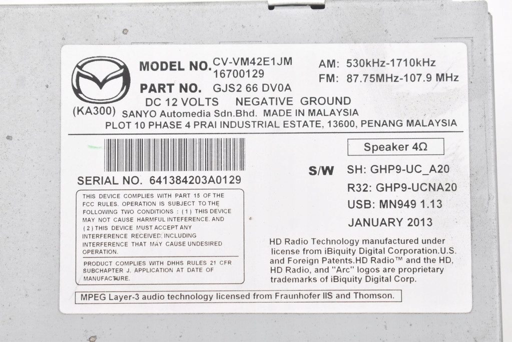 фото №7, Радио радиопроигрыватель cd rds navi cv-vm42e1jm mazda 6 3 iii gj 12-15