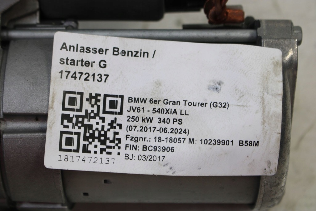 Bmw 6 gran tourer g32 стартер bosch 8621840 jv61 540xia ll 250 kw 340 ps Зі Шроту