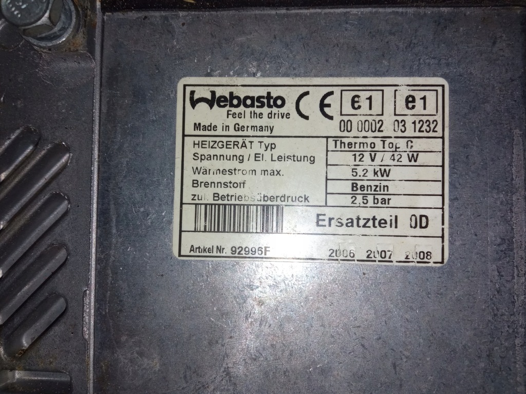 фото №12, Webasto thermo top c/zc 5/5,2w diesel/benzyna приборная панель + pilot