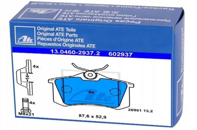 фото №1, Ate 13.0460-2937.2 набор тормозных колодок тормозных, тормоза дисковые