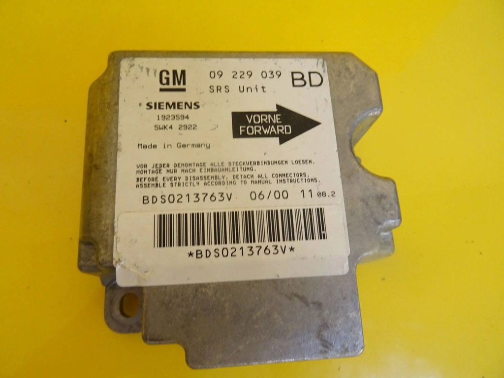 фото №1, Модуль датчик подушка безопасности opel vectra b 09229039 nr931
