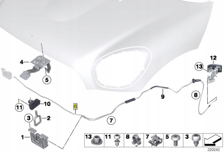фото №2, Mini передняя трос тяга капот r60 r61