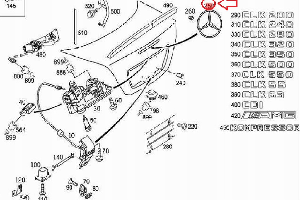 фото №7, Mercedes benz clk c209 задняя крышка багажника багажника эмблема новый оригинальный a209