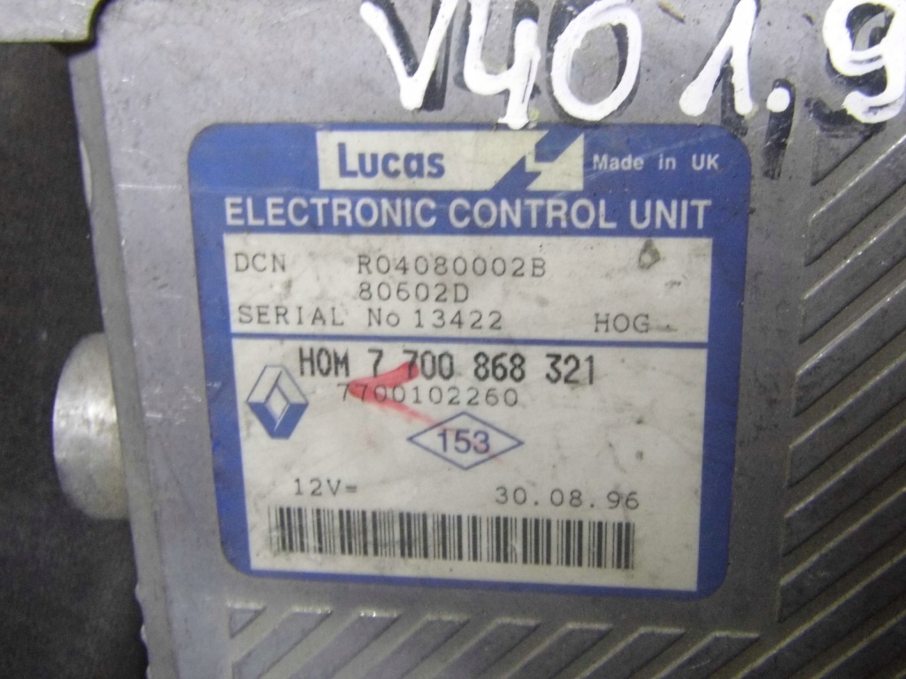 Volvo v40 1.9td блок управления двигателя 7700868321 2 Недорого