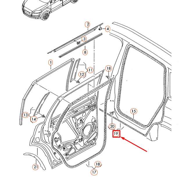 Купить Audi q7 4l прокладка порог левая задняя 4l0839119d оригинальная