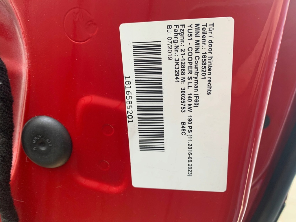 Купити Дверей правий задні mini countryman f60 851 chili red