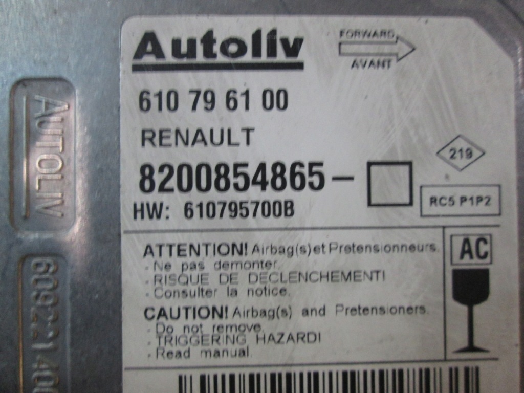 фото №3, Датчик модуль подушка безопасности renault clio iii 8200854865 + датчики