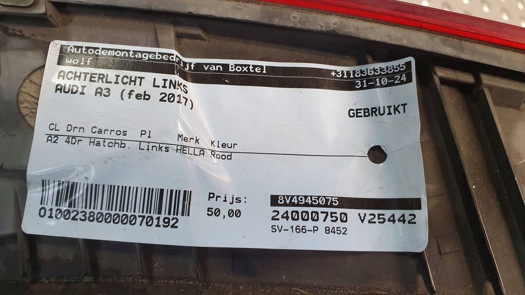 фото №8, Лампа задня ліва w кришка audi a3 8v low sportback 8v4945075 16-