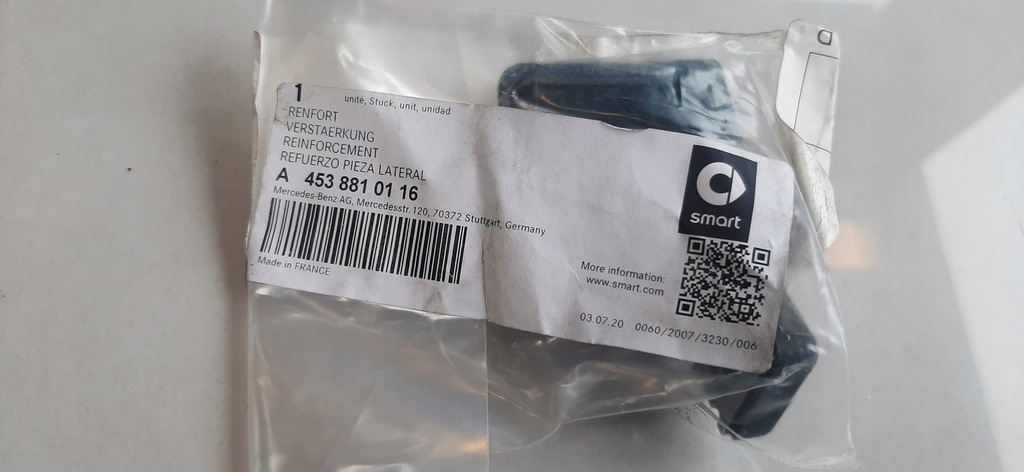 фото №1, Направляющая бампера smart fortwo forfour 453 перед левый a4538810116 оригинал