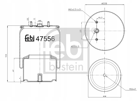фото №1, Пневмоподушка подвеска пневматический febi 47556