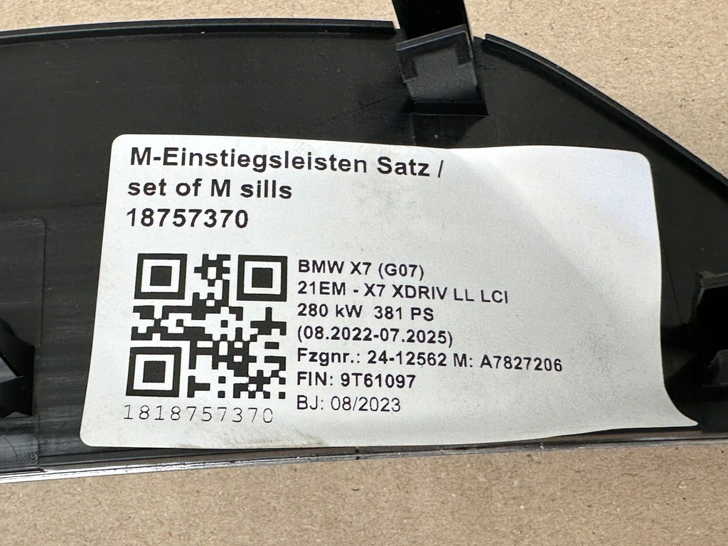 фото №7, Bmw x7 g07 накладки пороговые декоративные m-pakiet комплект nowe пленка