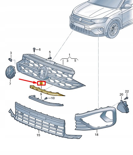 фото №1, Vw taigo cs правый радиатор решётка trim 2g7853762c041