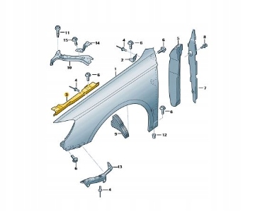 фото №7, Кронштейн кронштейн крила перед ліва a3/rs3 audi оригінальний номер 8v0821467e