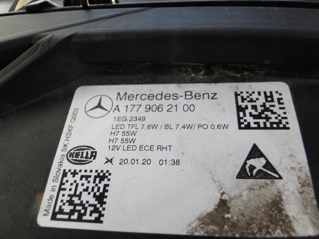 фото №10, Mercedes a klasa w177 177 лампа левая линза h7