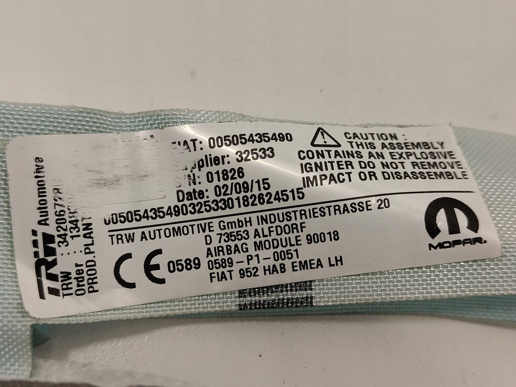 фото №3, Alfa romeo giulia шторка безопасности левая подушка безопасности оригинал 2016-