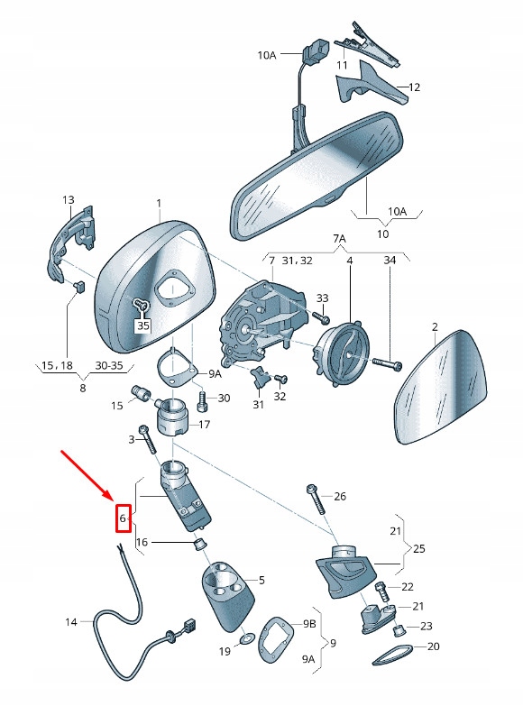 фото №1, Audi tt 8j передняя часть правый outer exterior mirror кронштейн rhd 8j2857540 original