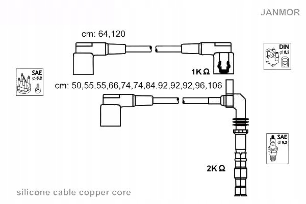 фото №1, Janmor дроти запалювання mercedes s 600 140.056.