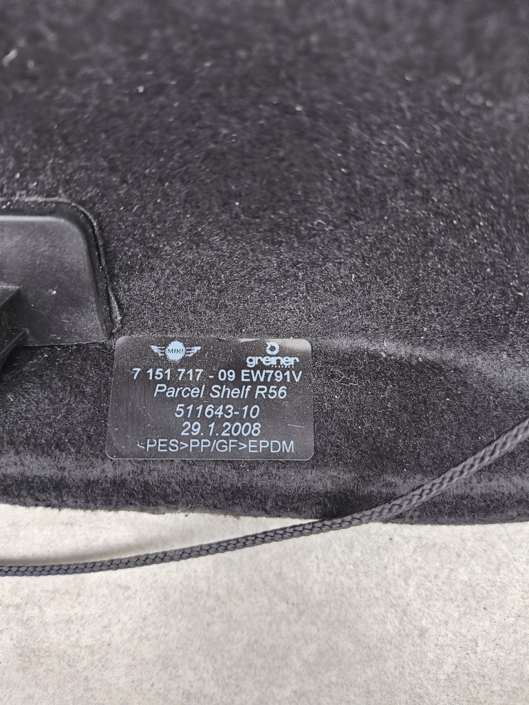 фото №7, Mini cooper one ii r56 оригинальная полка багажника 7151717 511643-10 e