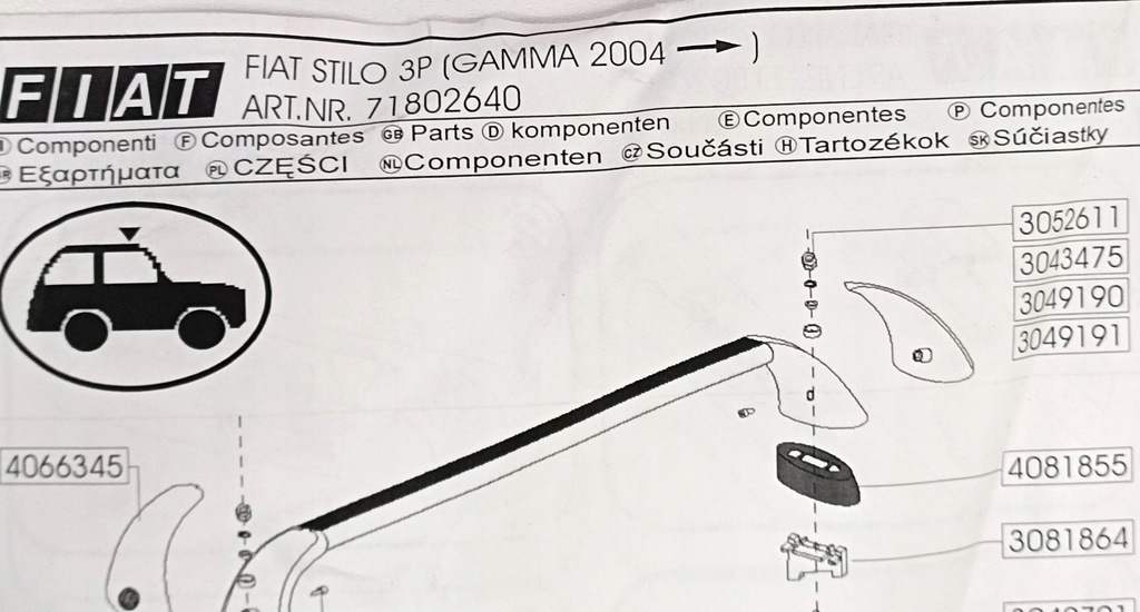 фото №14, Aluminiowy багажник крышный поперечины fiat stilo 3d nowe оригинальный номер