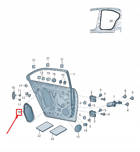 фото №1, Skoda rapid nh rear правий door inner панель cover 5ja839916