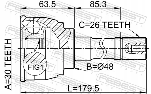 Шрус  зовнішній 30x48x26 0710-034 febest Ціна