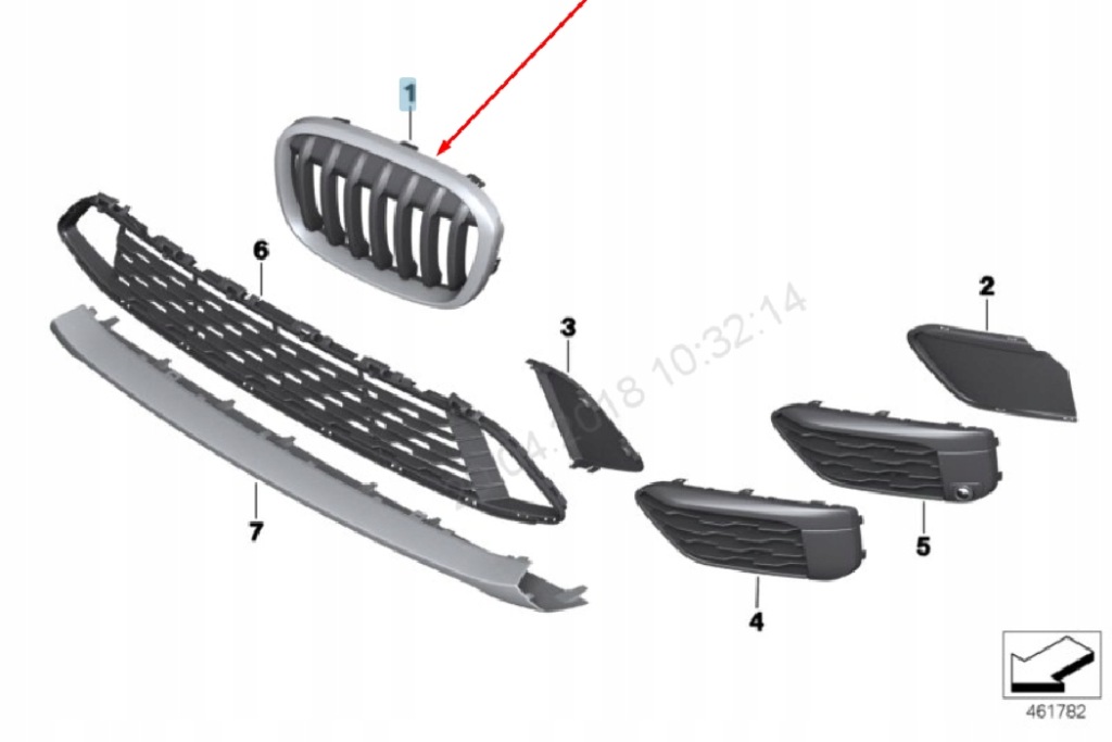 Купить Bmw x1 f48 радиатор правый  решётка  x line 51117383366 7383366 2015оригинальная