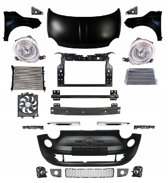 фото №1, Fiat 500 312 2007-2015 kompletny перед pas капот