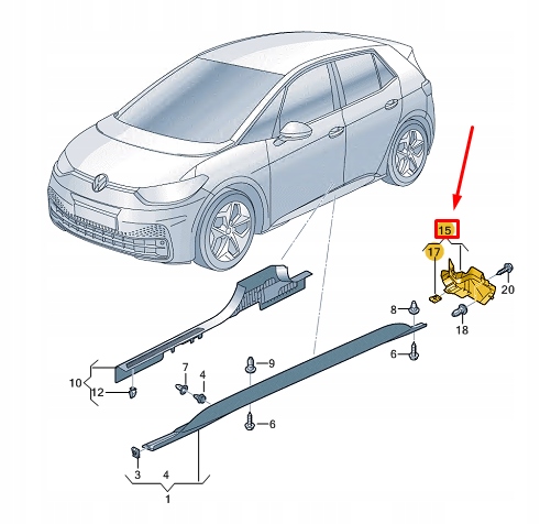 фото №1, Vw id.3 e11 rear left сторона балка trim кронштейн 10a854855b