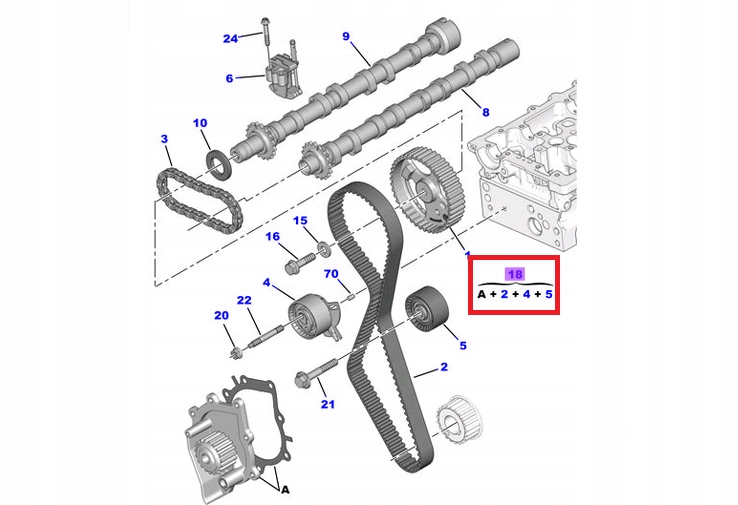фото №1, Набор распределительного вала ремень 2 ролики насос воды proace 2l su001-a3082 toyota оригинальный номер