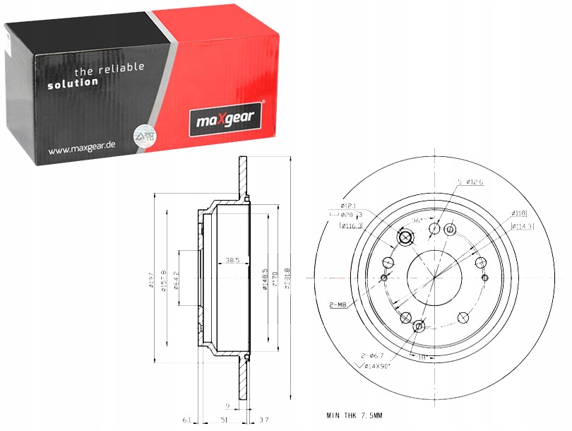 фото №1, Гальмівні диски гальмівні 2szt. honda t accord 03- kombi maxgear