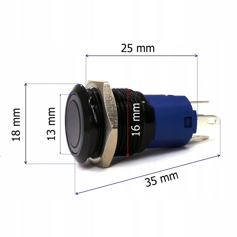 фото №9, Выключатель - кнопка защёлочный 18mm niebieski