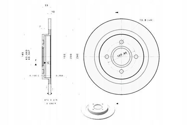 фото №1, Brembo тормозные диски тормозные 2szt. задняя l/p ford focus 2