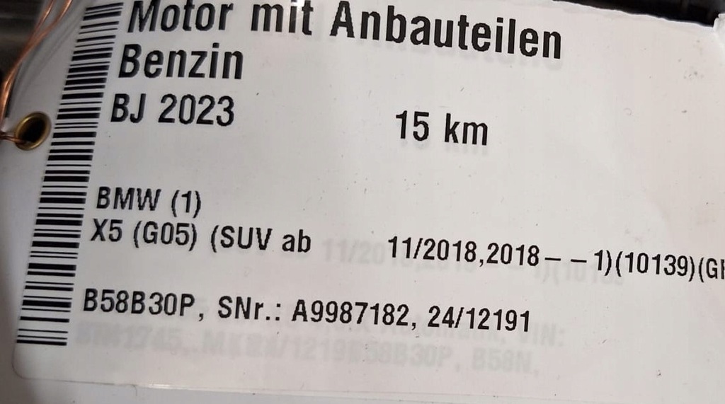 фото №16, Bmw g06 g05 g07 g45 двигун b58b30p b58n kompletny new xdrive g20 g60 g70